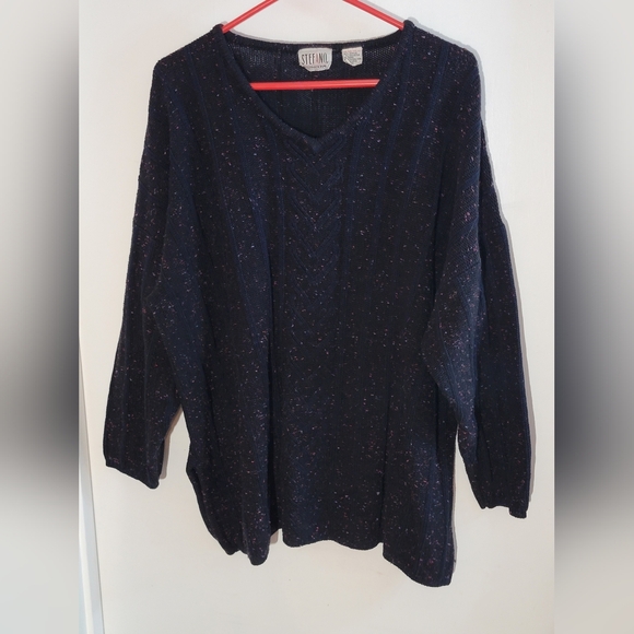 Steffano International Vintage Oversized Black Speckled Sweater - Picture 1 of 8
